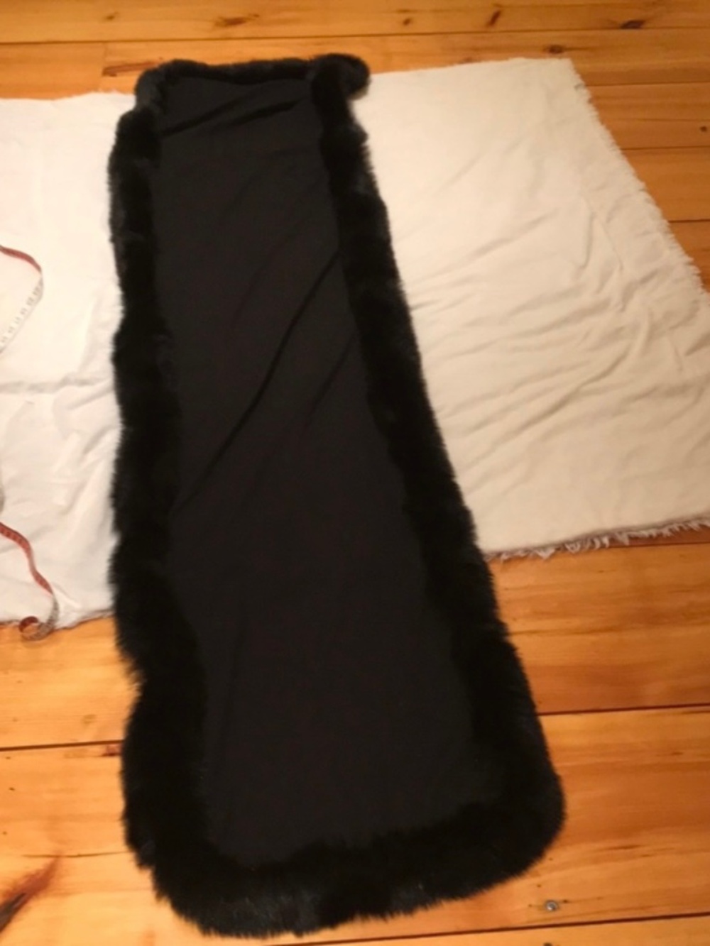 Beautiful Wool Wrap Shawl With Fox Fur Trim